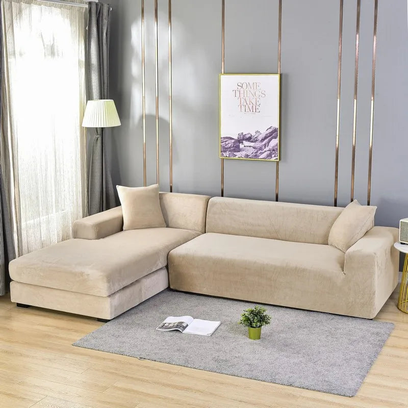 Housse pour canapé d'angle beige