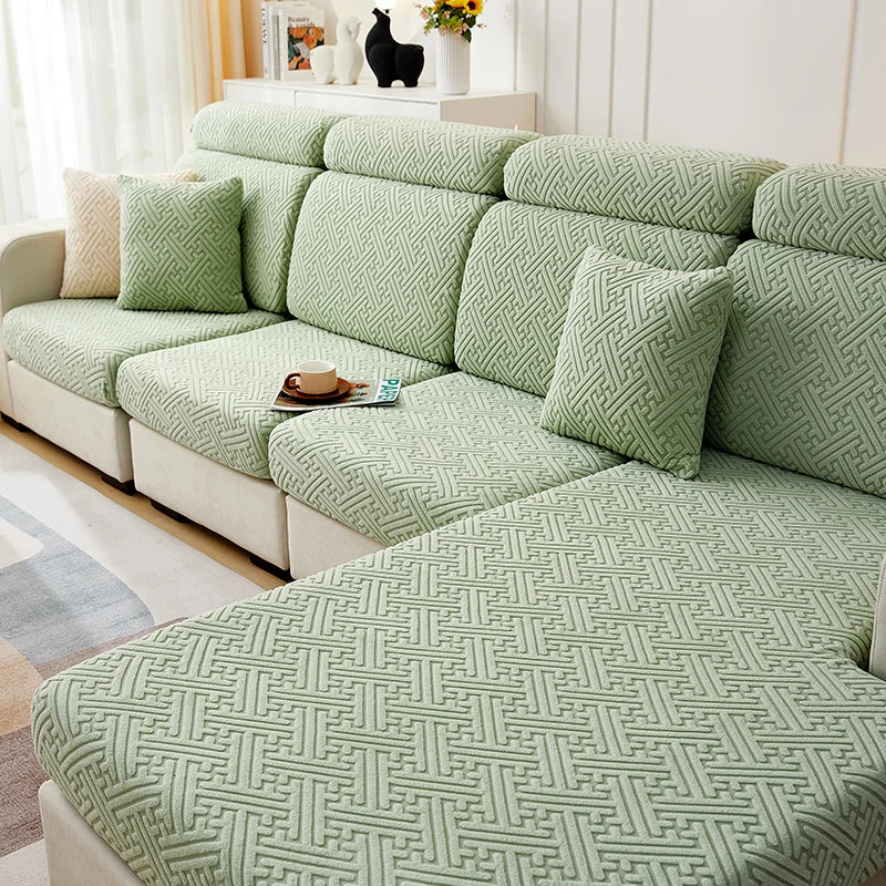 Housse coussin dossier canapé vert