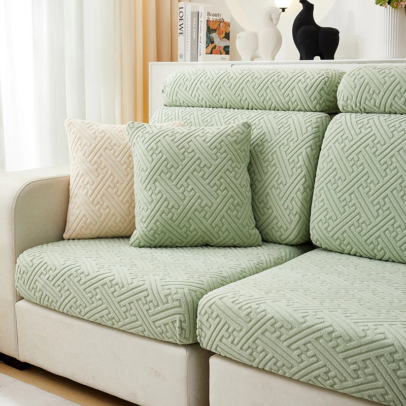 Housse de coussin dossier canapé vert