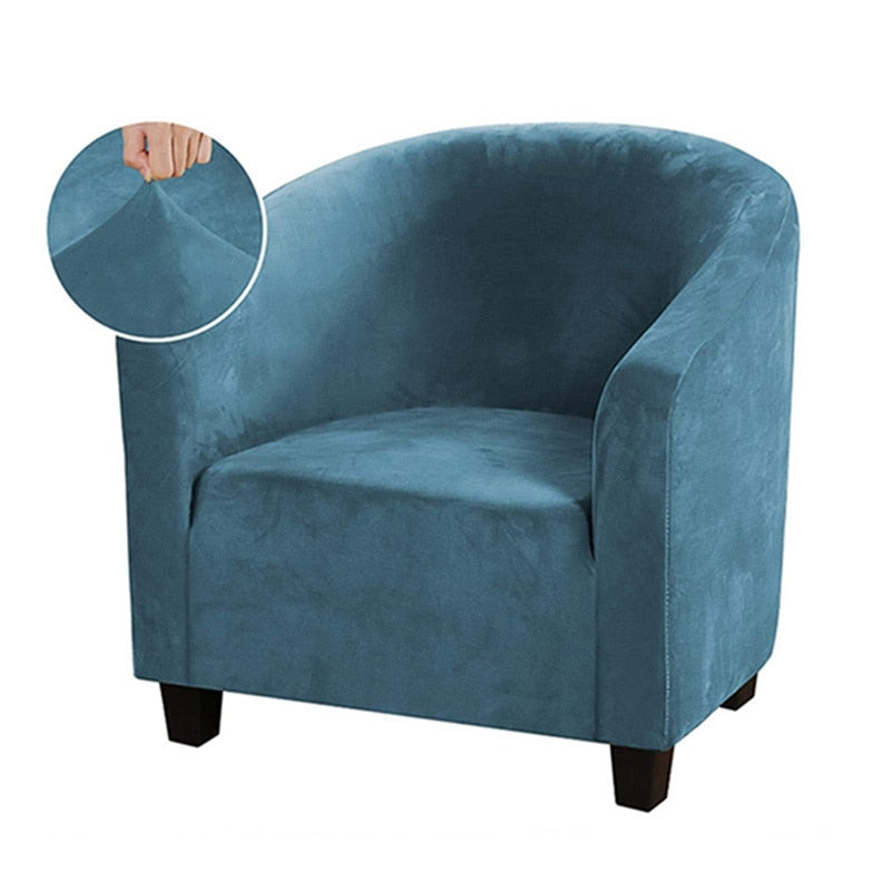 Housse de fauteuil cabriolet en velours et coloris bleu canard