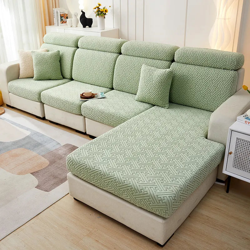 Housse de coussin dossier canapé vert