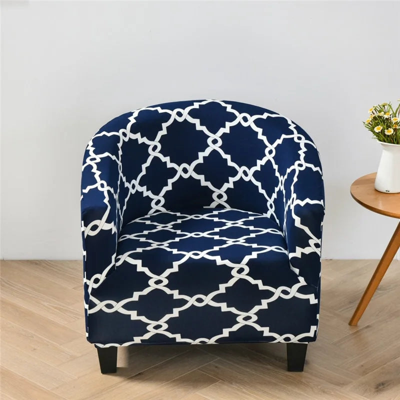 Housse de fauteuil cabriolet extensible à motifs chaînes bleus housley housses de fauteuil