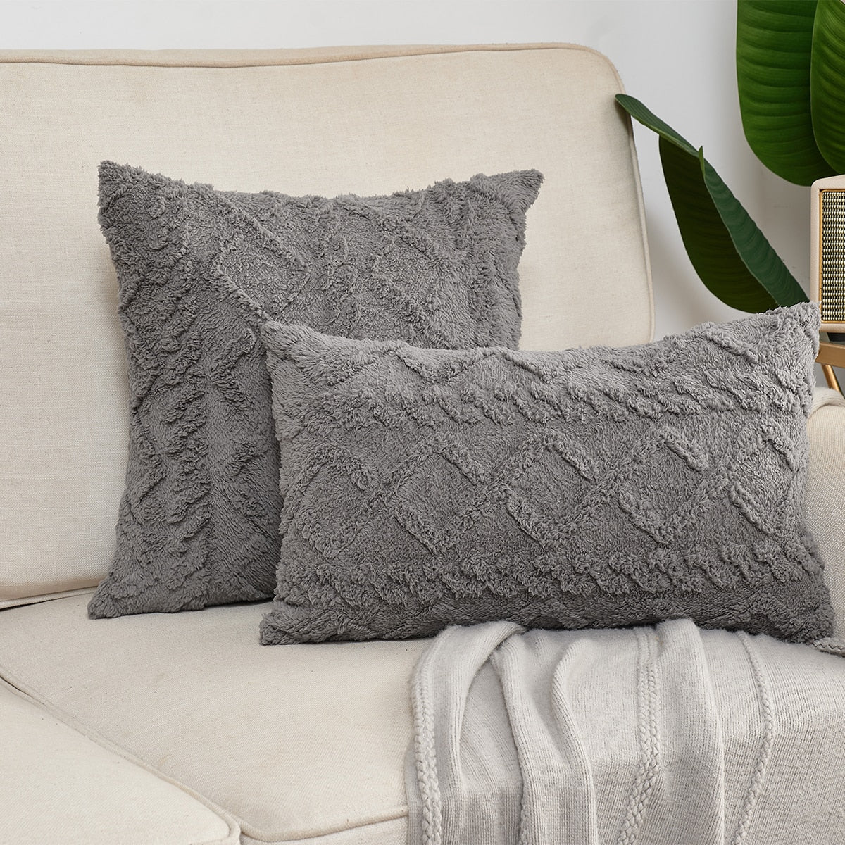 Housse de coussin design gris 30x50